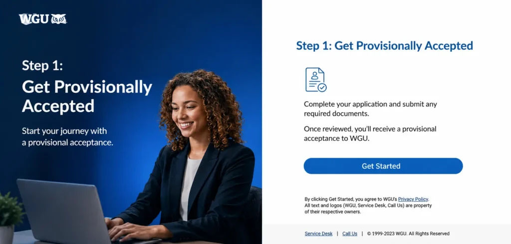 Step 1 Get Provisionally Accepted