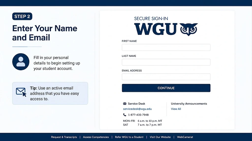 Step 2 Enter your name and email