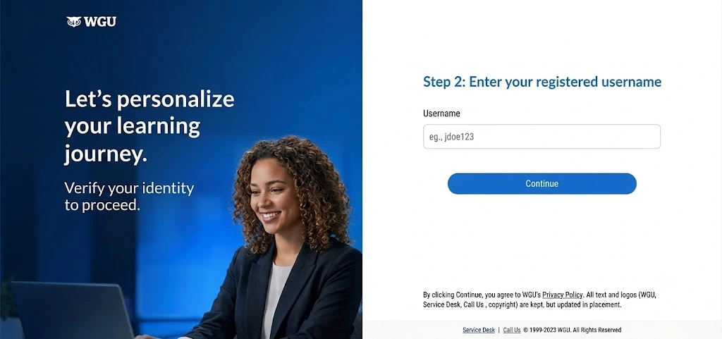 Step 2 Enter your registered username