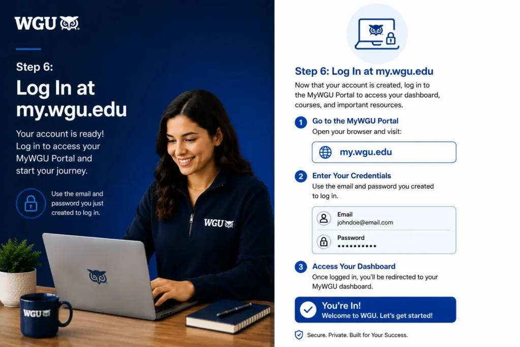 Step 6 Log In at my.wgu.edu