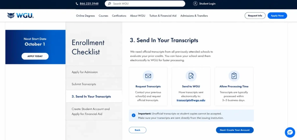 Step 3 Send In Your Transcripts