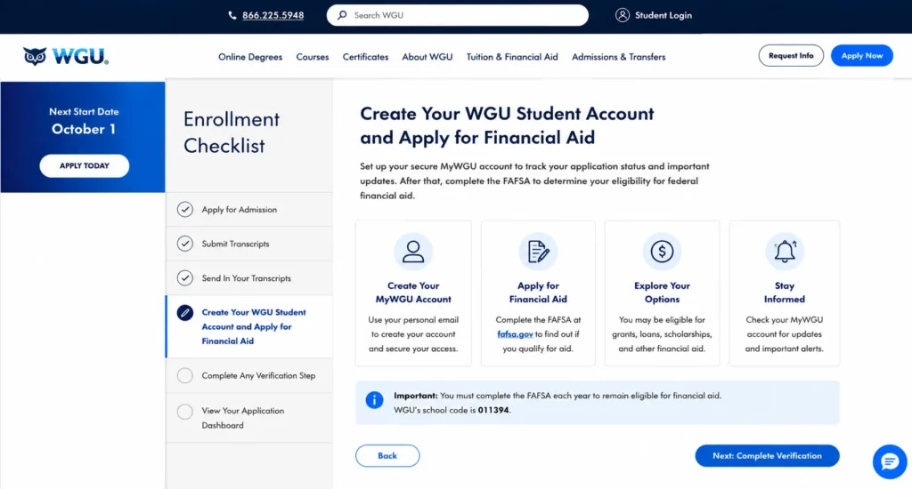 Step 4 Create Your WGU Student Account and Apply for Financial Aid